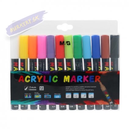 popisovac akrylovy m g acrylic marker 2 mm sada 12 ks