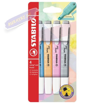 Zvýrazňovač STABILO swing cool Pastel, 4ks "C"