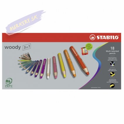 36288 4 pastelky stabilo woody 3in1 18ks s orezavatkem