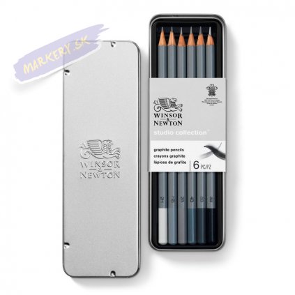 884955064832 W&N STUDIO COLLECTION 6PC GRAPHITE PENCILS [OPEN LID] (For Office Print)