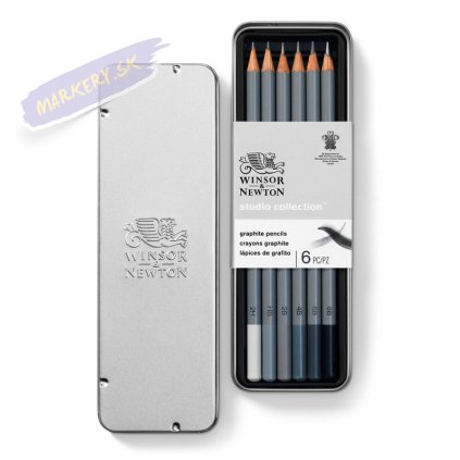 884955064832 W&N STUDIO COLLECTION 6PC GRAPHITE PENCILS [OPEN LID] (For Office Print)