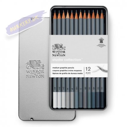 884955064856 W&N STUDIO COLLECTION 12PC GRAPHITE PENCILS [OPEN LID] (For Office Print)