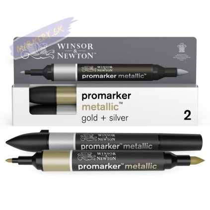 884955070758 W&N PROMARKER METALLIC GOLD AND SILVER 2PC 884955070758 [OPEN DHI] (For Presentations)