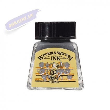 36801 3 kreslici inkoust winsor newton drawing ink 14ml silver