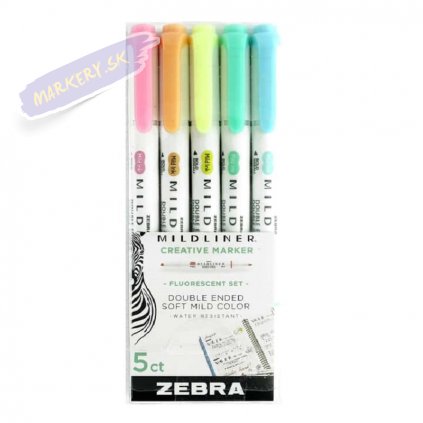 zebra zvyraznovace 5ks fluo