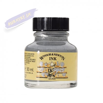 37959 3 kreslici inkoust winsor newton drawing ink 30ml silver