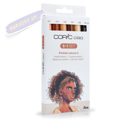 Liehové fixky COPIC Ciao obojstranné Brush & Chisel 5+1ks, pleťové tóny B