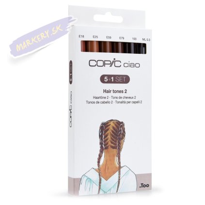 Liehové fixky COPIC Ciao obojstranné Brush & Chisel 5+1ks, vlasové tóny B