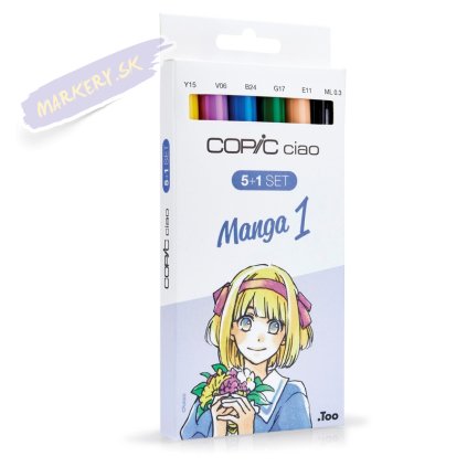 Liehové fixky COPIC Ciao obojstranné Brush & Chisel 5+1ks, Manga 1