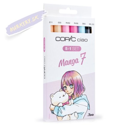 Liehové fixky COPIC Ciao obojstranné Brush & Chisel 5+1ks, Manga 7