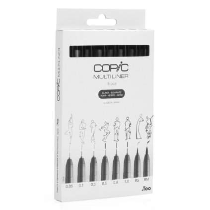 Technické linery COPIC, 8 ks čierné