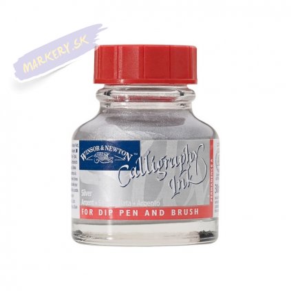43719 2 kaligraficky inkoust winsor newton calligraphy ink 30ml silver