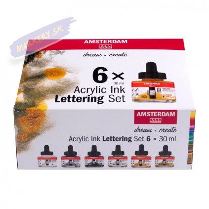 AMSTERDAM Acrylic Ink 30ml, 6ks Lettering
