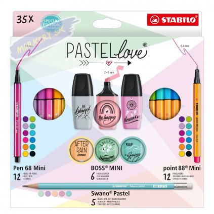 46722 2 sada stabilo mini world 35ks pastel love point 88 pen 68 boss a swano