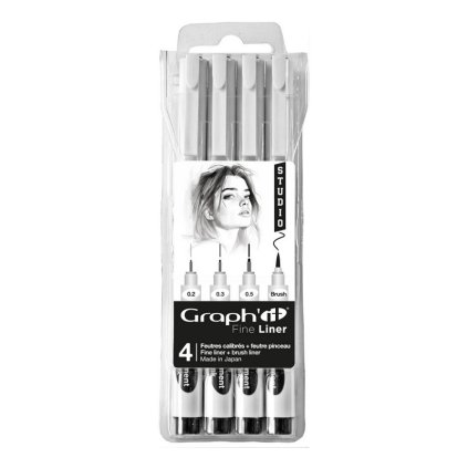 Technické linery GRAPH'IT, 4 ks čierné Studio