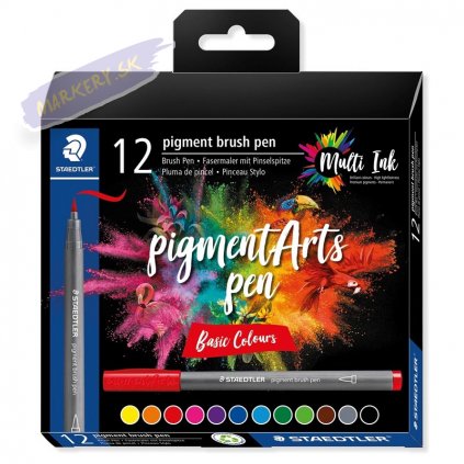 Fix STAEDTLER štetcový pigmentový Arts Pen, 12ks základné
