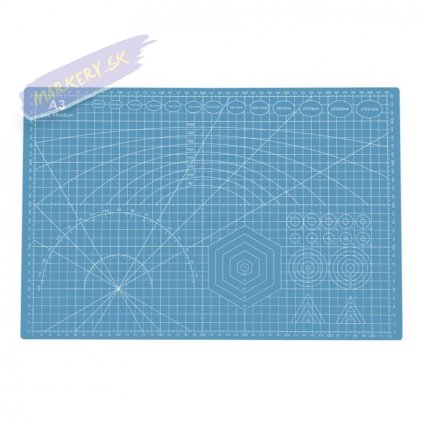 Kresliaca a rysovacia podložka na stôl A3, mriežka v CM modrá