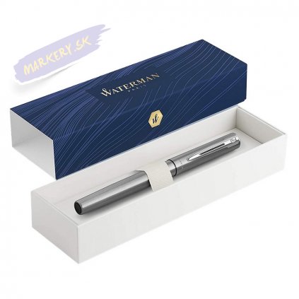 waterman graduate allure stylo roller metal brillant recharge noire pointe fine coffret cadeau