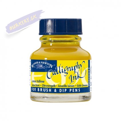 52765 2 kaligraficky inkoust winsor newton calligraphy ink 30ml lemon yellow
