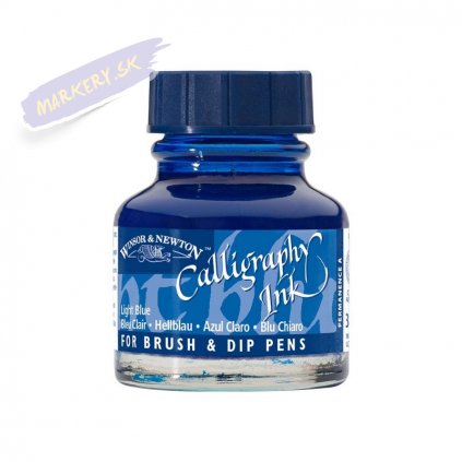 52780 kaligraficky inkoust winsor newton calligraphy ink 30ml light blue