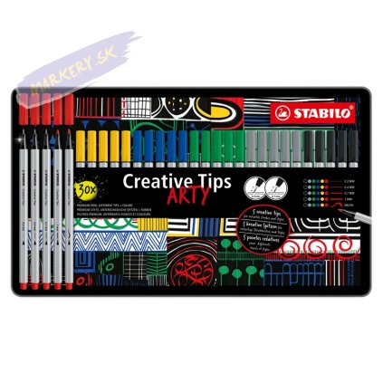 Sada STABILO Creative Tips Pen 68 a point 88, 30ks Classic ARTY v kovovej krabičke