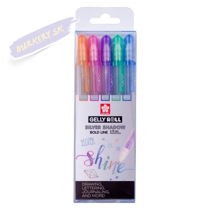 Sakura Gelly Roll SHADOW, set 5ks Silver Shadow