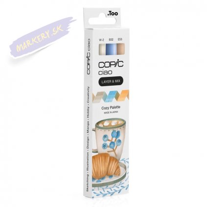 Liehové fixky COPIC Ciao obojstranné Brush & Chisel 3ks, Cozy Palette