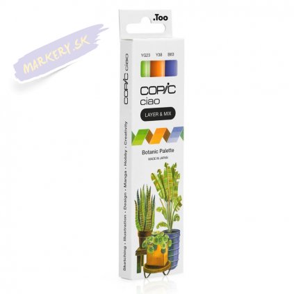 Liehové fixky COPIC Ciao obojstranné Brush & Chisel 3ks, Botanic Palette