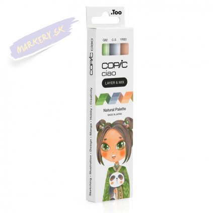 Liehové fixky COPIC Ciao obojstranné Brush & Chisel 3ks, Natural Palette