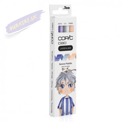 Liehové fixky COPIC Ciao obojstranné Brush & Chisel 3ks, Serene Palette