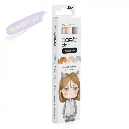 Liehové fixky COPIC Ciao obojstranné Brush & Chisel 3ks, Mellow Palette