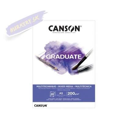 Blok CANSON Graduate Mixed Media A5, 20 listov White 200g