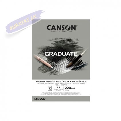 Blok CANSON Graduate Mixed Media A5, 30 listov Grey 220g