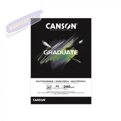 Blok CANSON Graduate Mixed Media A5, 20 listov Black 240g