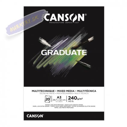 Blok CANSON Graduate Mixed Media A3, 20 listov Black 240g