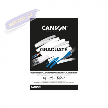 Blok CANSON Graduate Drawing Black A5, 20 listov 120g