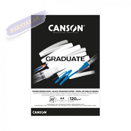 Blok CANSON Graduate Drawing Black A4, 20 listov 120g