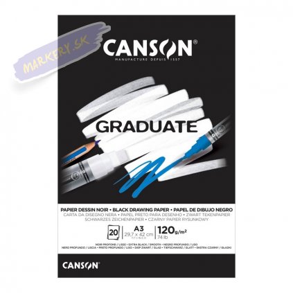 Blok CANSON Graduate Drawing Black A3, 20 listov 120g