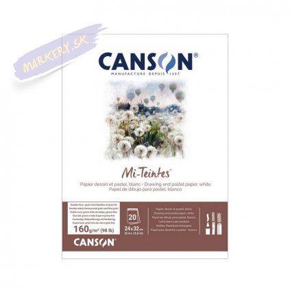 Blok CANSON Mi-Teintes White 24x32cm, 20 listov 160g