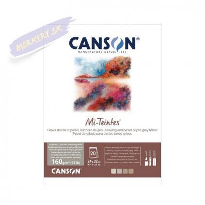 Blok CANSON Mi-Teintes Grey 24x32cm, 20 listov 160g