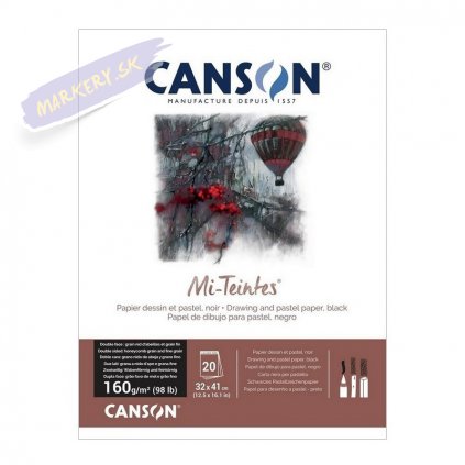 Blok CANSON Mi-Teintes Black 32x41cm, 20 listov 160g