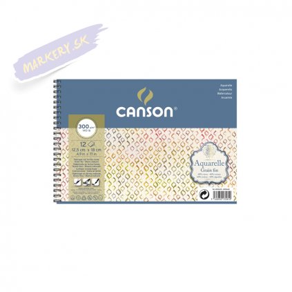 Skicár CANSON Aquarelle 12,5x18cm, 12 listov 300g CP
