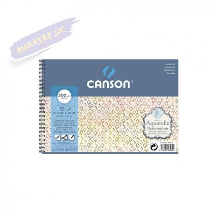 Skicár CANSON Aquarelle 12,5x18cm, 12 listov 300g RG