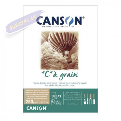 Blok CANSON "C" à grain Ochre A3, 30 listov 250g