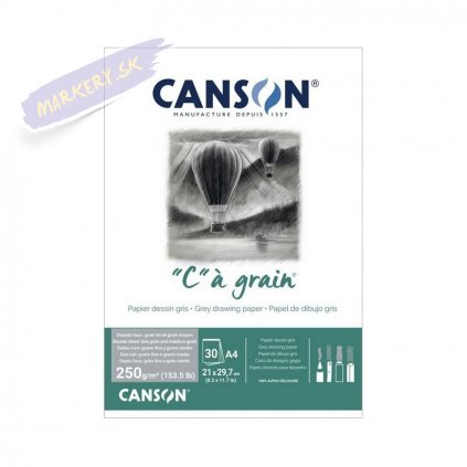 Blok CANSON "C" à grain Grey A4, 30 listov 250g