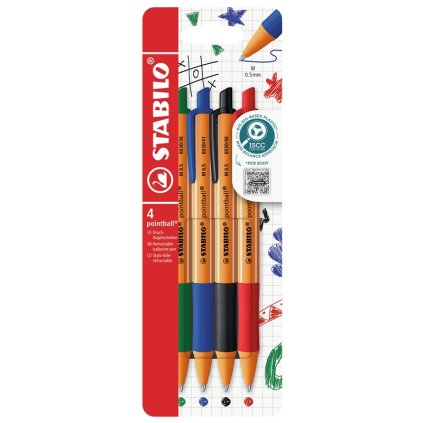 Guličková perá STABILO pointball, 4 ks