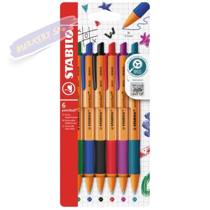 Guličková pera STABILO pointball, 6ks