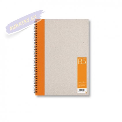 Skicár s recyklovaným papierom B5 oranžový, 50 čistých listov