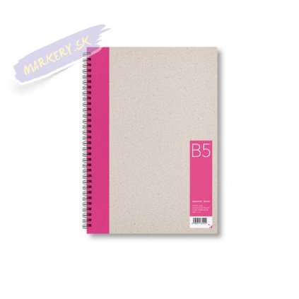 Skicár s recyklovaným papierom B5 ružový, 50 čistých listov