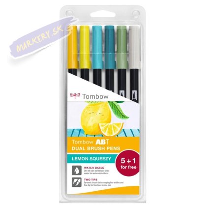 tombow abt dual pen brush sada oboustrannych stetcovych fixu lemon squeezy 6 ks